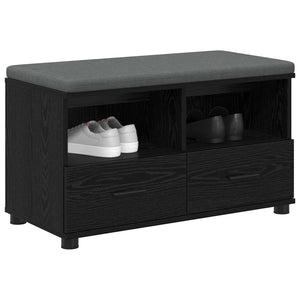Flurbank mit Kissen und Regal, Schwarze Eiche