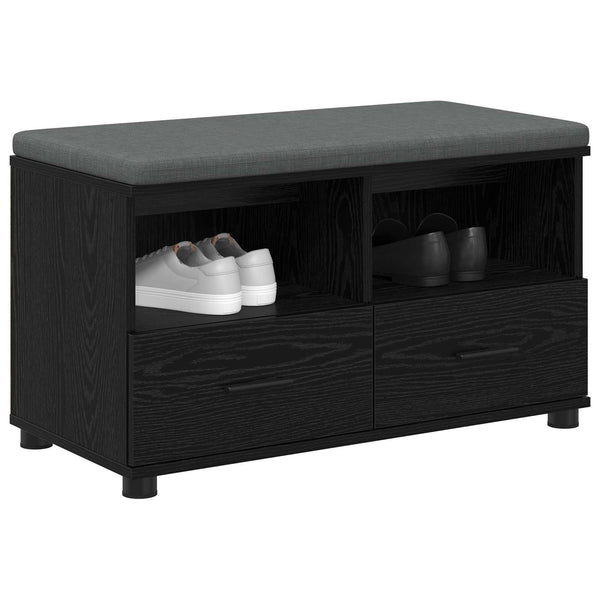 Flurbank mit Kissen und Regal, Schwarze Eiche