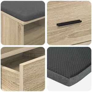 Flurbank Sonoma Eiche mit Kissen & Schubladen