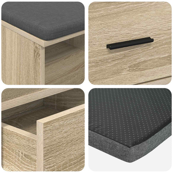 Flurbank Sonoma Eiche mit Kissen & Schubladen