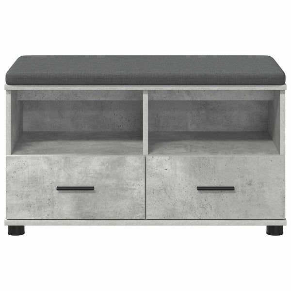 Flurbank Betongrau mit Kissen & Schubladen