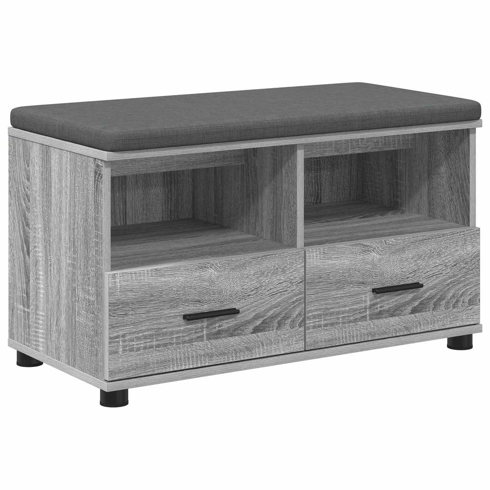 Flurbank Grau Sonoma mit Kissen und Regal