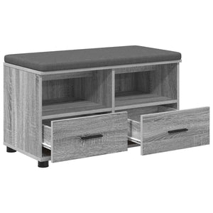 Flurbank Grau Sonoma mit Kissen und Regal