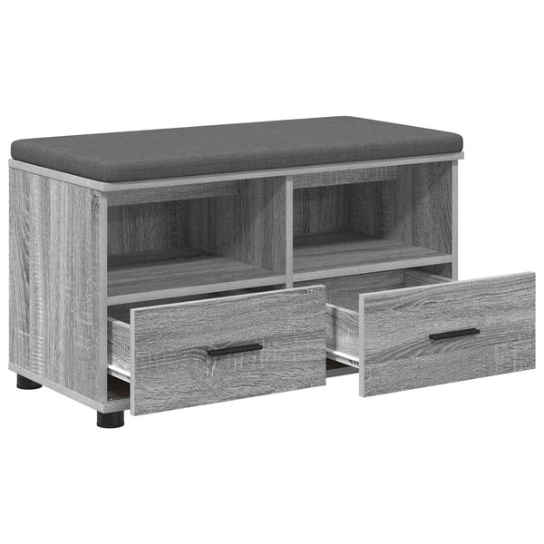 Flurbank Grau Sonoma mit Kissen und Regal