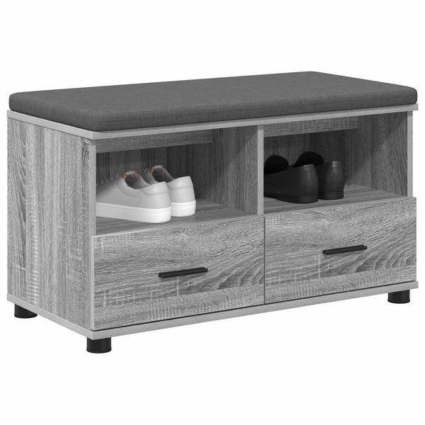 Flurbank Grau Sonoma mit Kissen und Regal