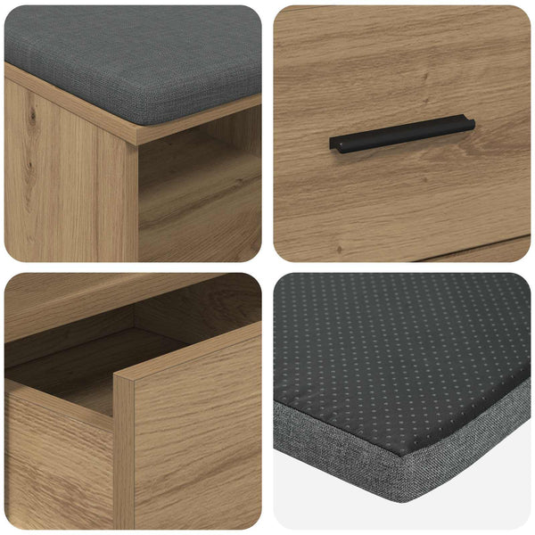 Flurbank Artisan Eiche mit Kissen & Regal