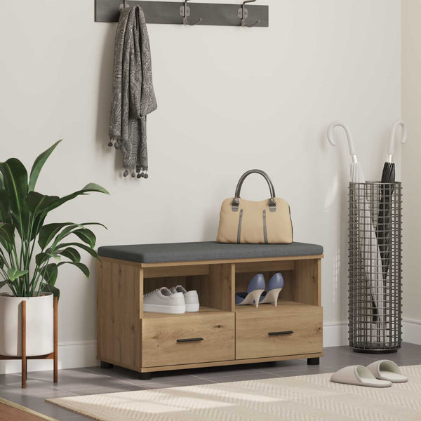 Flurbank Artisan Eiche mit Kissen & Regal