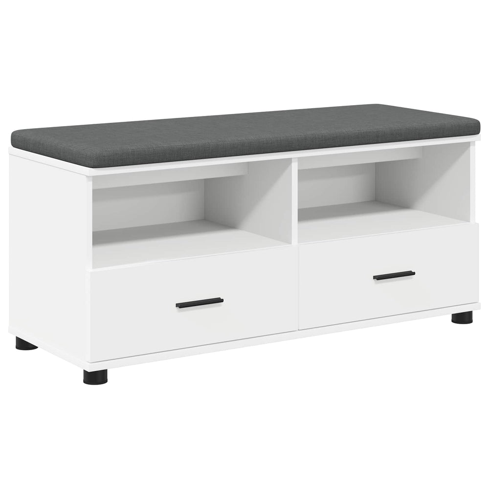 Flurbank Weiß mit Kissen & Schubladen 100cm