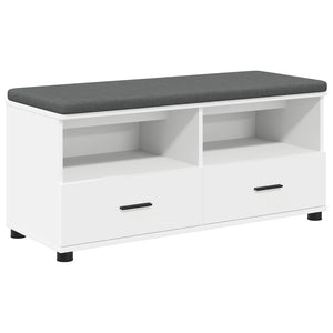 Flurbank Weiß mit Kissen & Schubladen 100cm