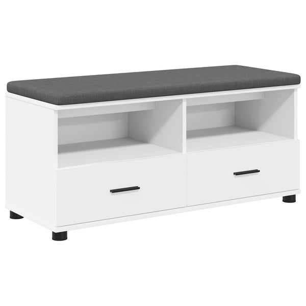 Flurbank Weiß mit Kissen & Schubladen 100cm