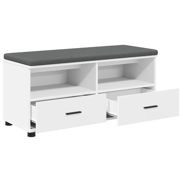 Flurbank Weiß mit Kissen & Schubladen 100cm