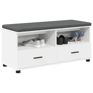 Flurbank Weiß mit Kissen & Schubladen 100cm