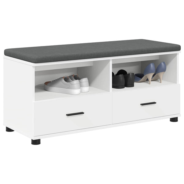 Flurbank Weiß mit Kissen & Schubladen 100cm