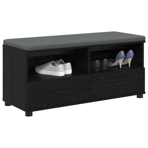 Flurbank mit Kissen und Regal, Schwarze Eiche