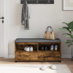 vidaXL Banc d'entrée avec coussin Chêne fumé 100 x 38 x 46 cm