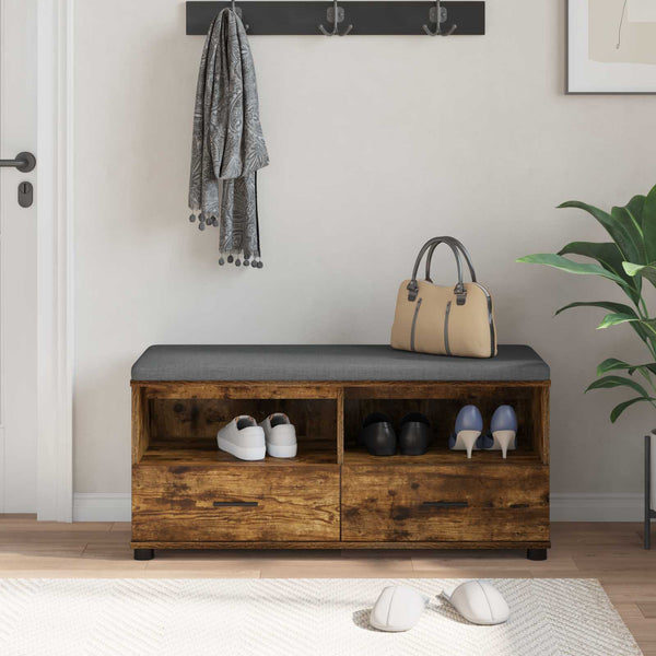 vidaXL Banc d'entrée avec coussin Chêne fumé 100 x 38 x 46 cm
