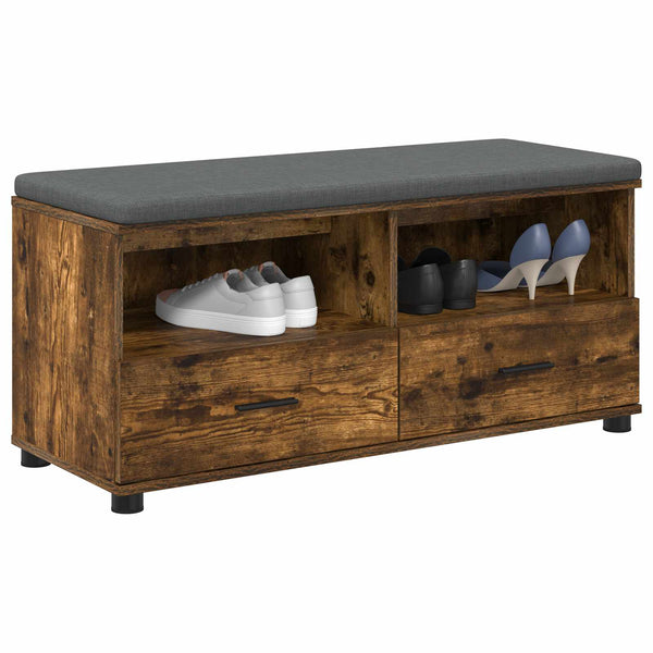 vidaXL Banc d'entrée avec coussin Chêne fumé 100 x 38 x 46 cm