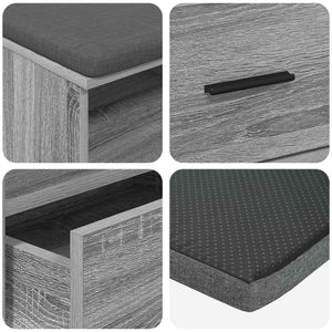 Flurbank Grau Sonoma mit Kissen & Regal