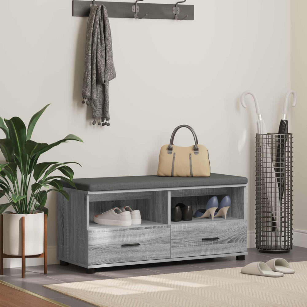 Flurbank Grau Sonoma mit Kissen & Regal