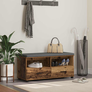 Flurbank Altholz mit Kissen & Schubladen 100cm