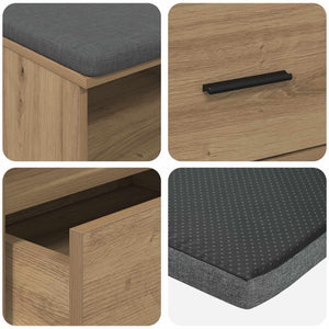 Flurbank Artisan Eiche mit Kissen & Regal