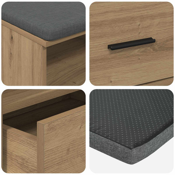 Flurbank Artisan Eiche mit Kissen & Regal