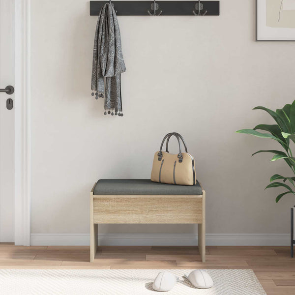 vidaXL Banc d'entrée avec coussin chêne Sonoma 63 x 38 x 40 cm
