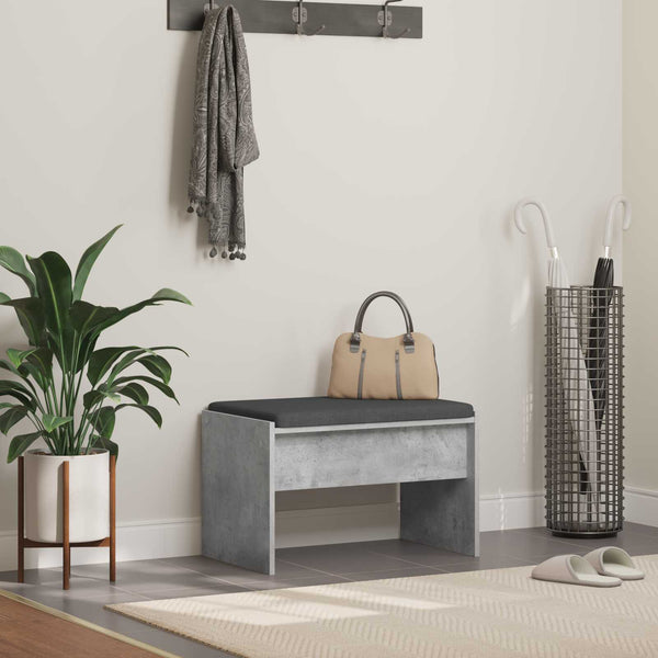 Flurbank Beton Grau mit Kissen 63 cm