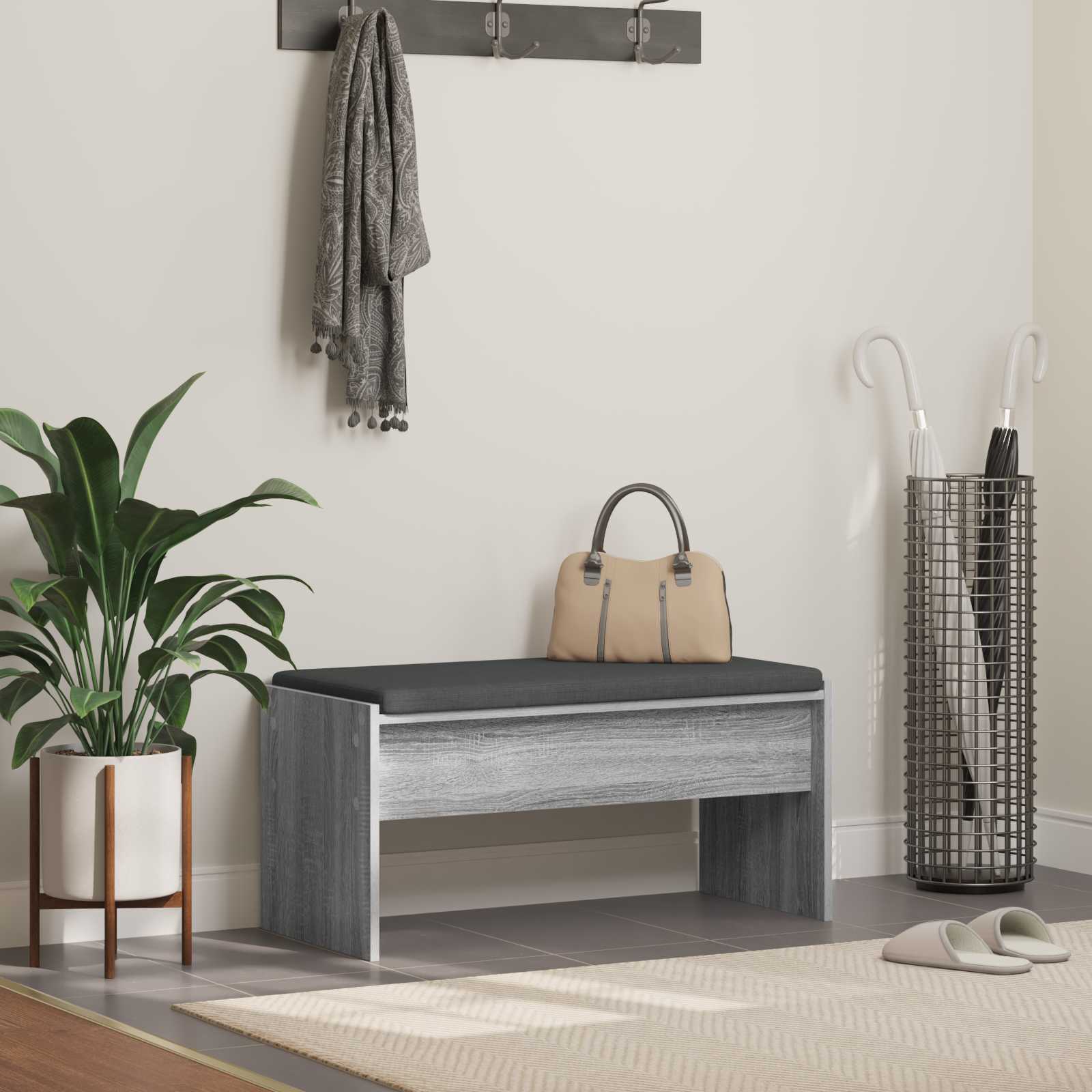 Flurbank Grau Sonoma mit Kissen 83 cm