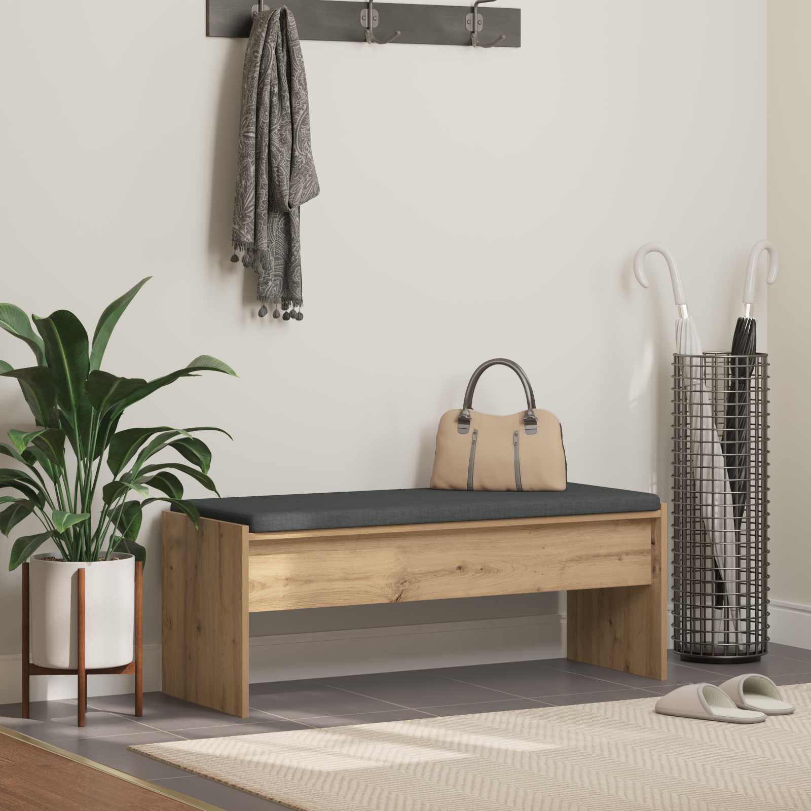 Banc de couloir vidaXL avec coussin Chêne artisan 103 x 38 x 40 cm