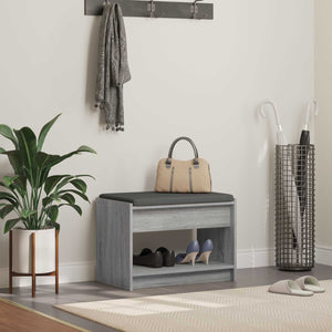 Flurbank Grau Sonoma mit Kissen und Regal