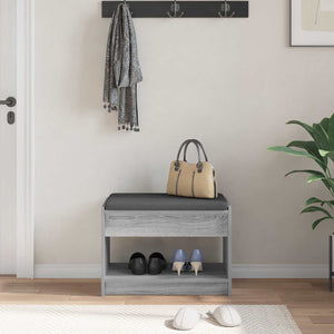 Flurbank Grau Sonoma mit Kissen und Regal
