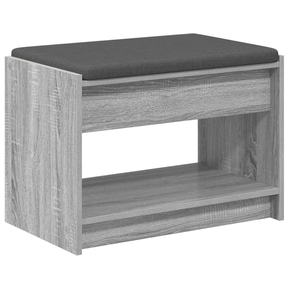 Flurbank Grau Sonoma mit Kissen und Regal