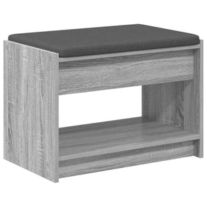 Flurbank Grau Sonoma mit Kissen und Regal