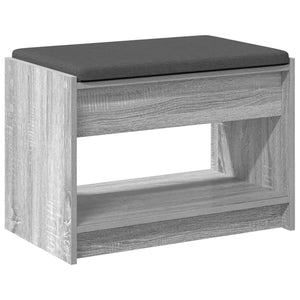 Flurbank Grau Sonoma mit Kissen und Regal