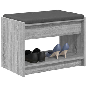 Flurbank Grau Sonoma mit Kissen und Regal