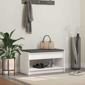 vidaXL Banc d'entrée avec coussin avec étagère avec rangement Blanc 83 x 38 x 45 cm