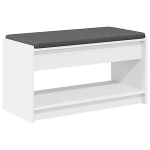 vidaXL Banc d'entrée avec coussin avec étagère avec rangement Blanc 83 x 38 x 45 cm