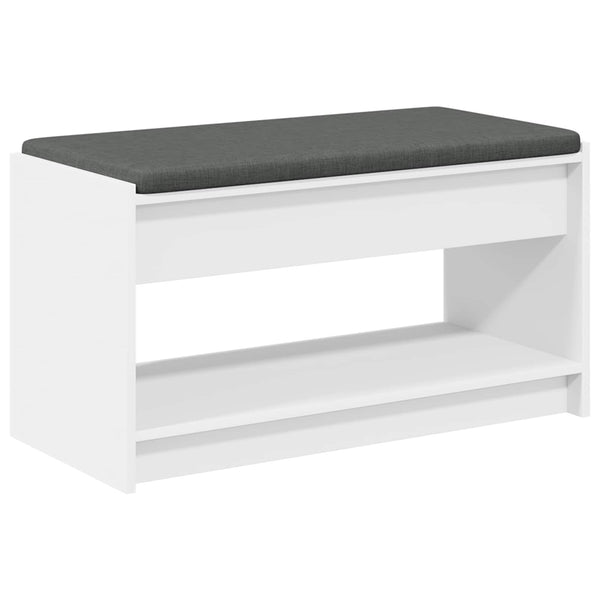 vidaXL Banc d'entrée avec coussin avec étagère avec rangement Blanc 83 x 38 x 45 cm