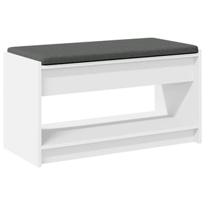 vidaXL Banc d'entrée avec coussin avec étagère avec rangement Blanc 83 x 38 x 45 cm