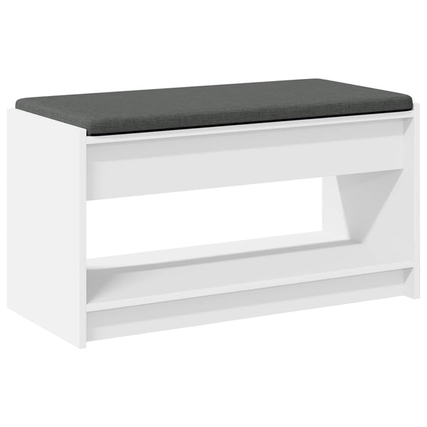 vidaXL Banc d'entrée avec coussin avec étagère avec rangement Blanc 83 x 38 x 45 cm