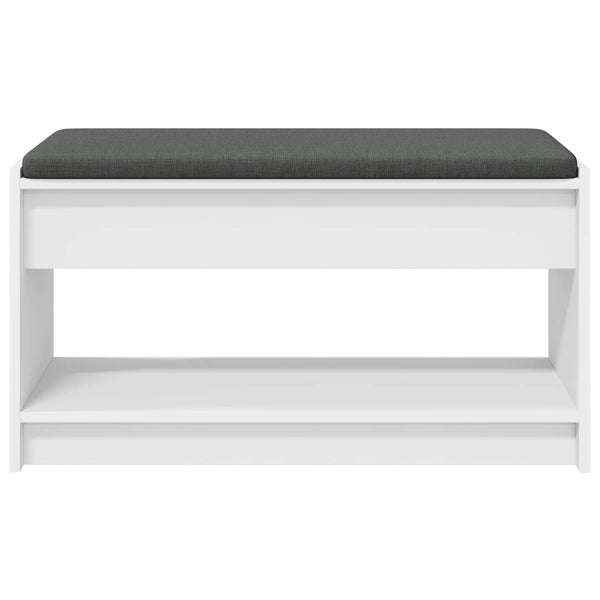 vidaXL Banc d'entrée avec coussin avec étagère avec rangement Blanc 83 x 38 x 45 cm