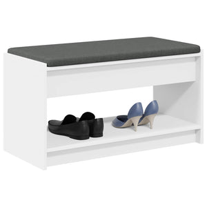 vidaXL Banc d'entrée avec coussin avec étagère avec rangement Blanc 83 x 38 x 45 cm