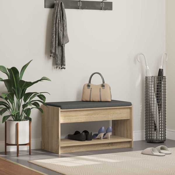 Flurbank Sonoma Eiche mit Kissen & Regal