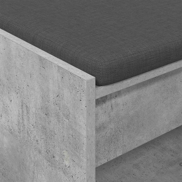Flurbank Betongrau mit Kissen & Regal