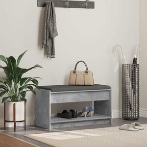 Flurbank Betongrau mit Kissen & Regal