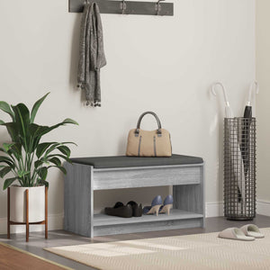 Flurbank Grau Sonoma mit Kissen & Regal
