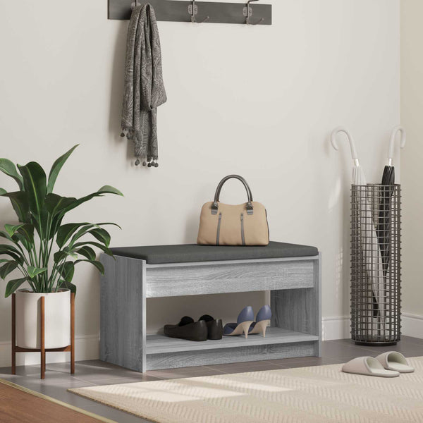Flurbank Grau Sonoma mit Kissen & Regal