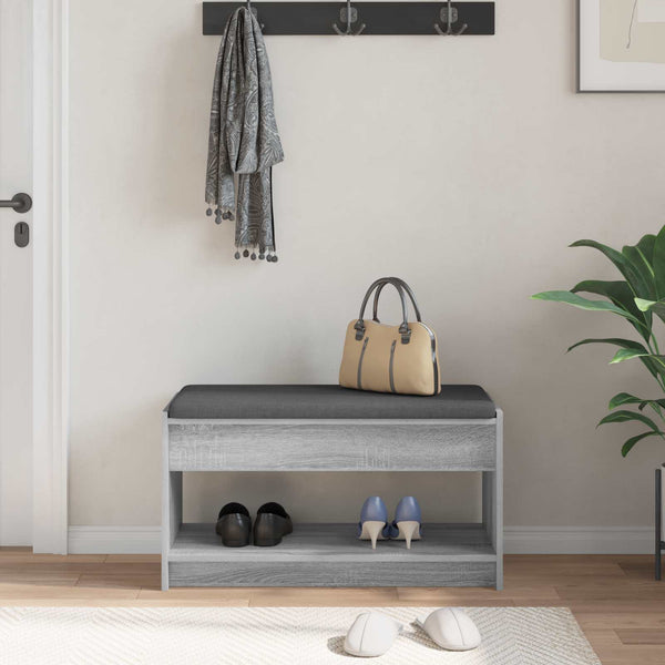 Flurbank Grau Sonoma mit Kissen & Regal