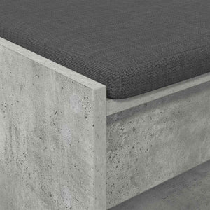 Flurbank Betongrau mit Kissen und Regal